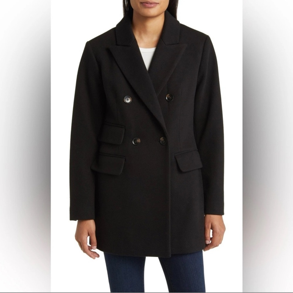 BCBG MaxAzria Double Breasted Pea Coat Black Size Medium